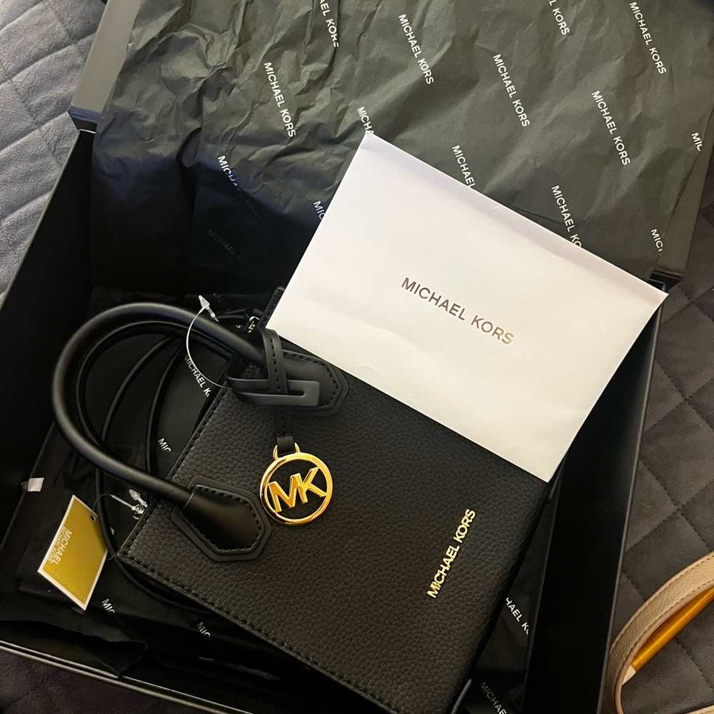 Michael Kors Collection Black Bag with Gold Accents